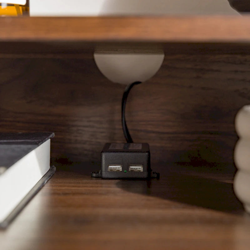 Table de chevet moderne à 2 tiroirs avec port USB