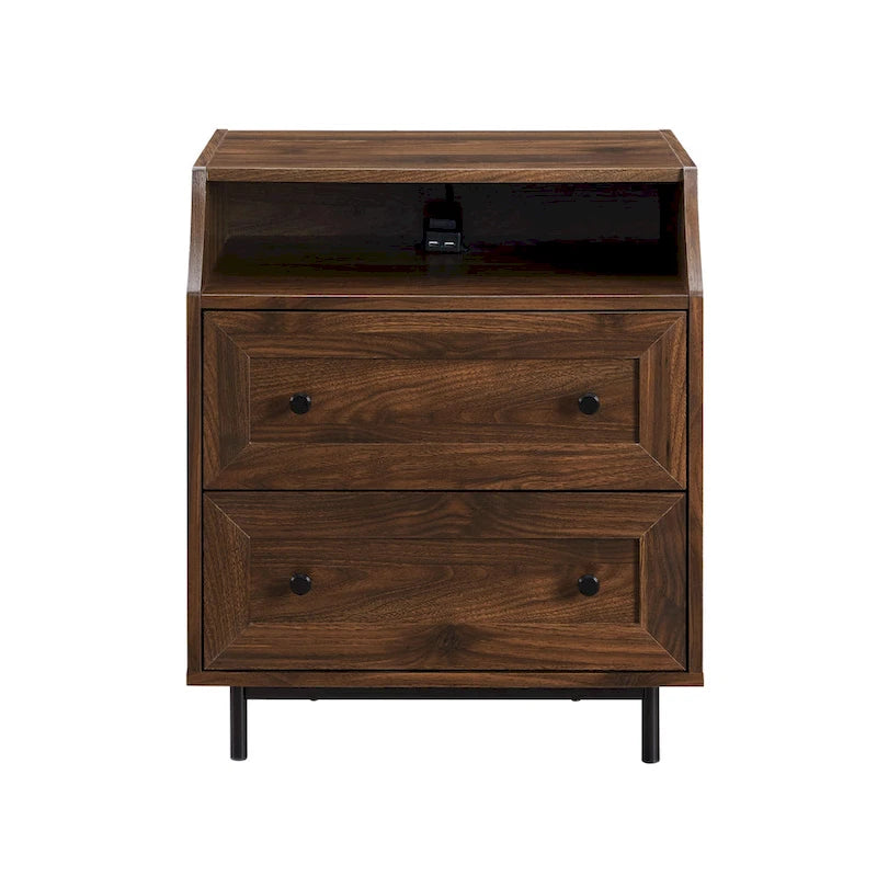 Table de chevet moderne à 2 tiroirs avec port USB