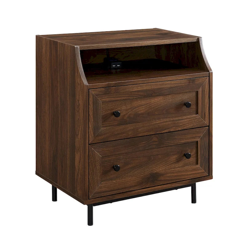 Table de chevet moderne à 2 tiroirs avec port USB
