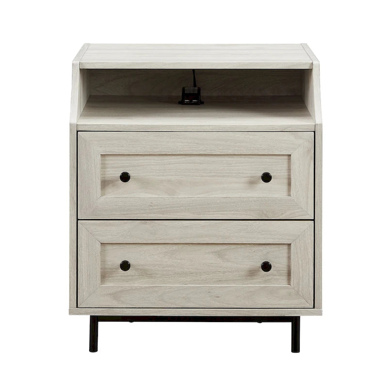 Table de chevet moderne à 2 tiroirs avec port USB