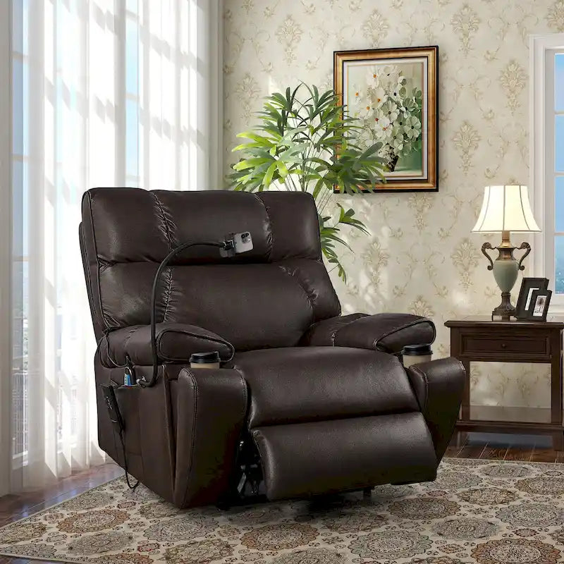 Fauteuil inclinable releveur électrique avec deux moteurs, massage et fonction chauffante