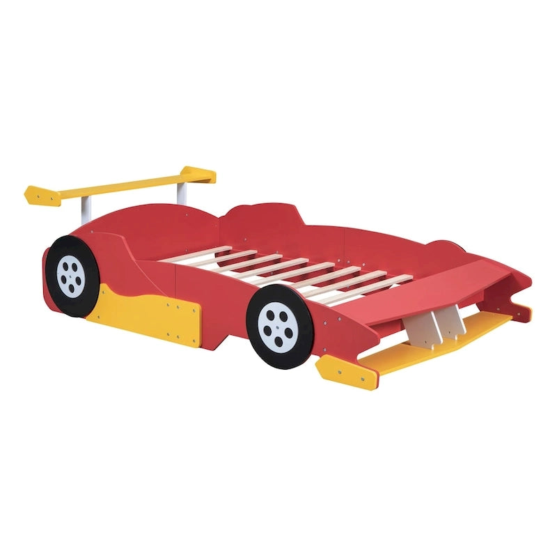 Lit plate-forme voiture de course grandeur nature avec roues