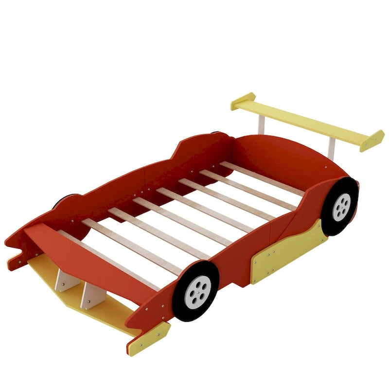 Lit plate-forme voiture de course grandeur nature avec roues