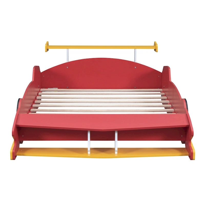 Lit plate-forme voiture de course grandeur nature avec roues