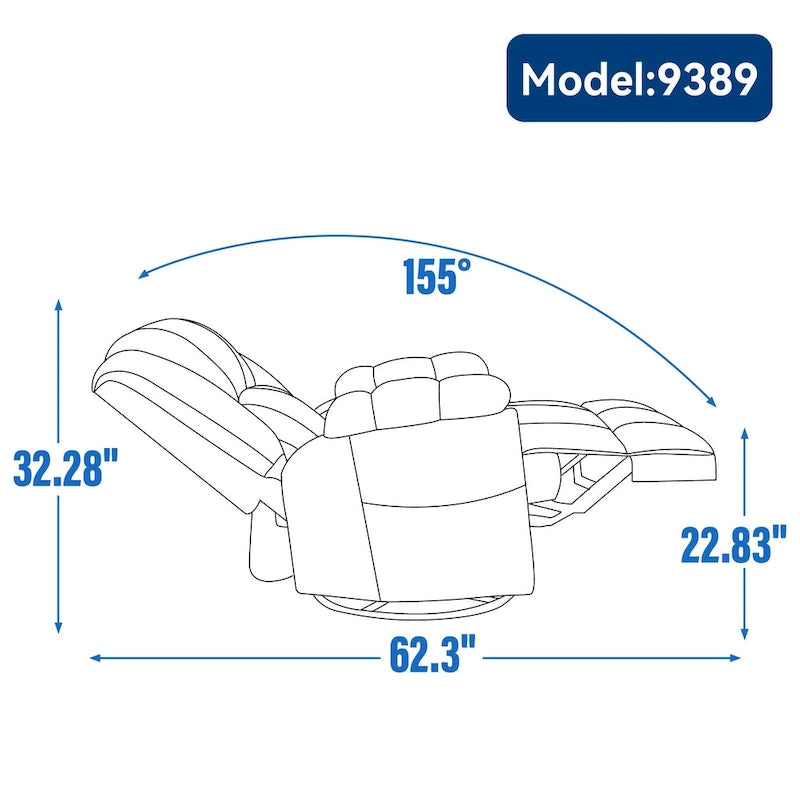 Fauteuil inclinable pivotant et basculant à 360° en tissu avec accoudoirs rembourrés et dossier à coussin