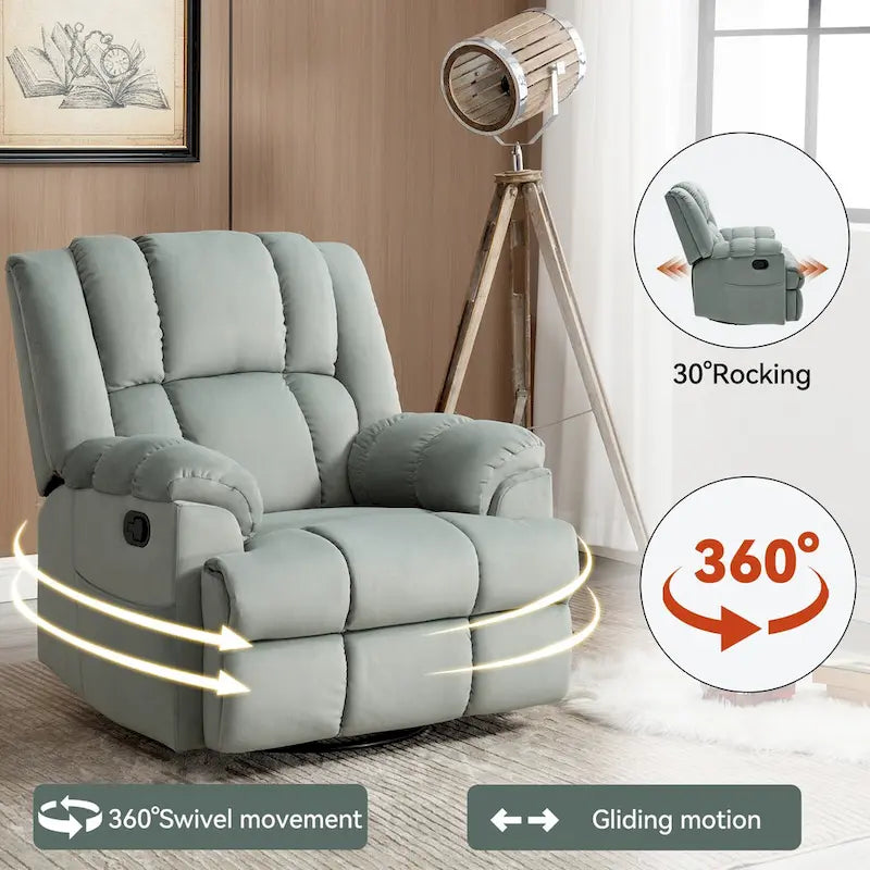 Fauteuil inclinable pivotant et basculant à 360° en tissu avec accoudoirs rembourrés et dossier à coussin