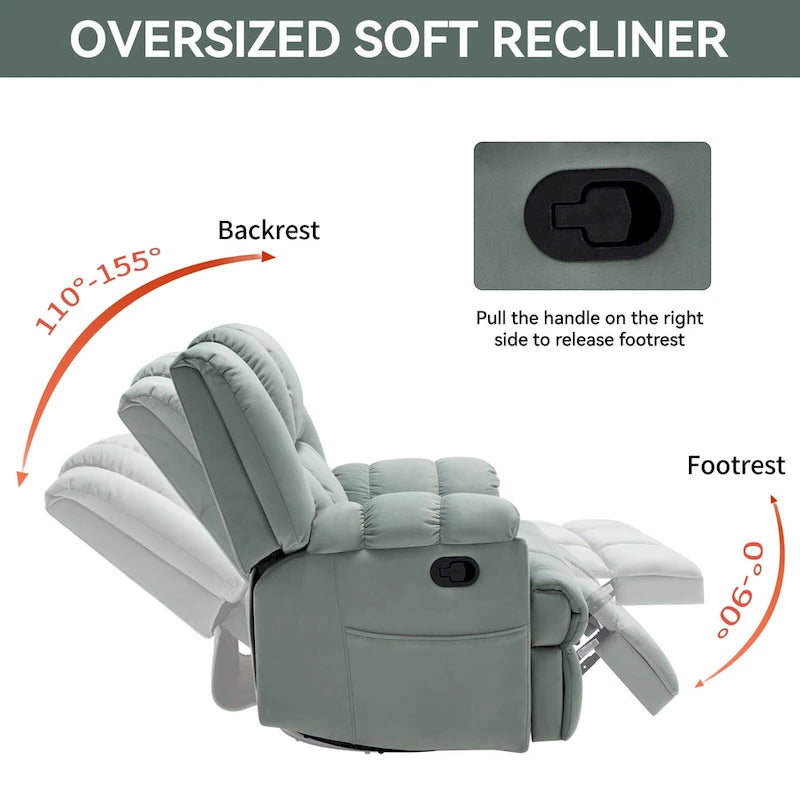 Fauteuil inclinable pivotant et basculant à 360° en tissu avec accoudoirs rembourrés et dossier à coussin
