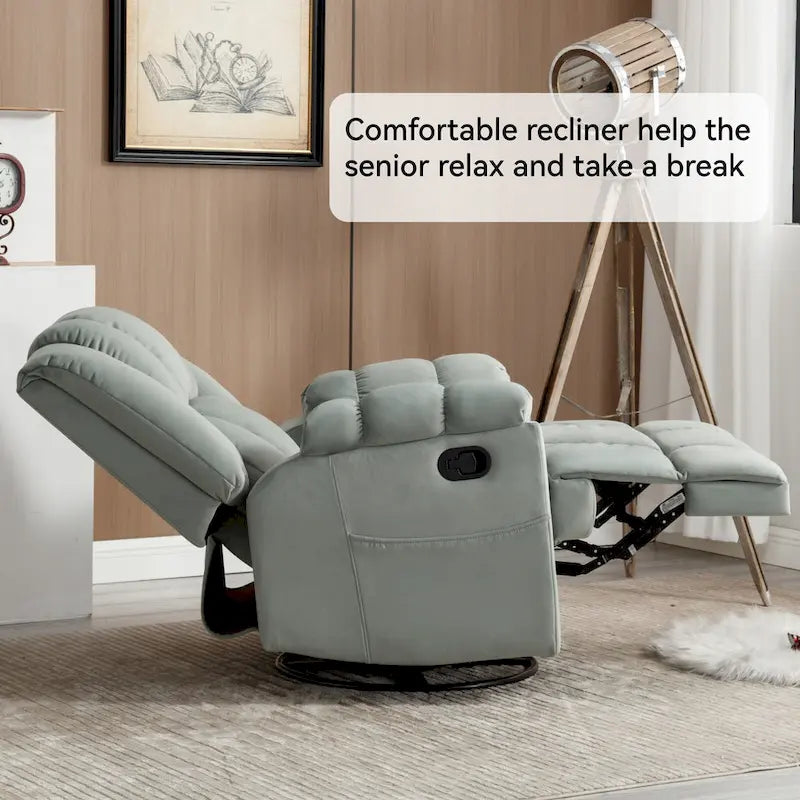 Fauteuil inclinable pivotant et basculant à 360° en tissu avec accoudoirs rembourrés et dossier à coussin