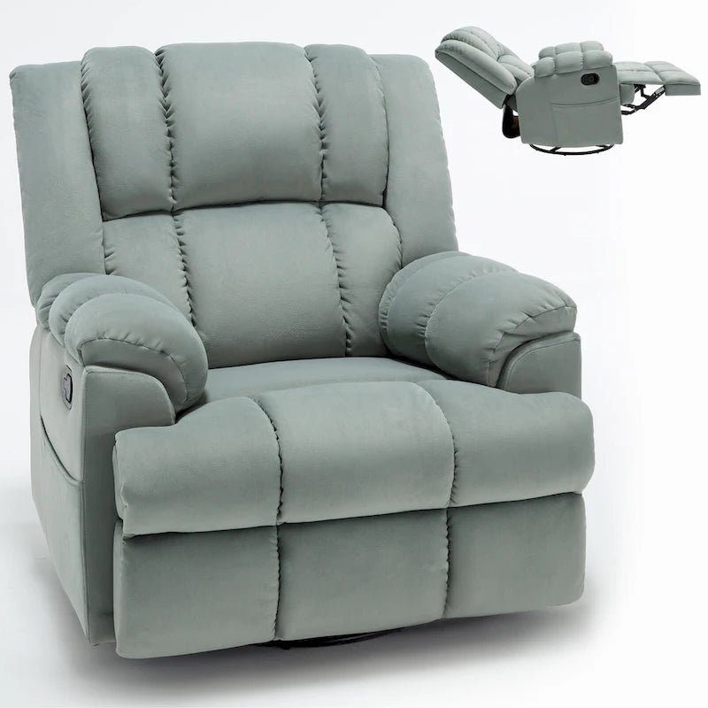 Fauteuil inclinable pivotant et basculant à 360° en tissu avec accoudoirs rembourrés et dossier à coussin