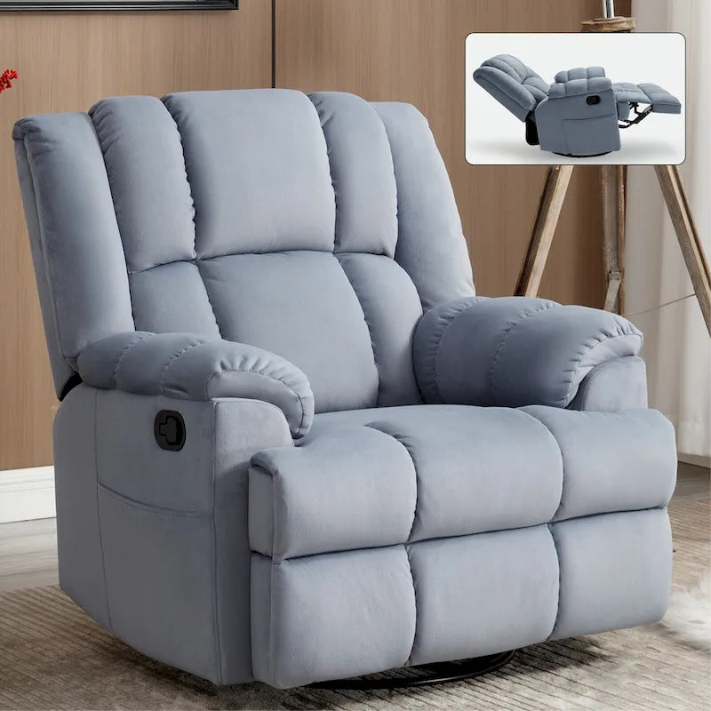 Fauteuil inclinable pivotant et basculant à 360° en tissu avec accoudoirs rembourrés et dossier à coussin
