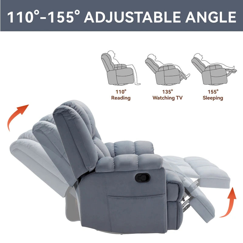 Fauteuil inclinable pivotant et basculant à 360° en tissu avec accoudoirs rembourrés et dossier à coussin