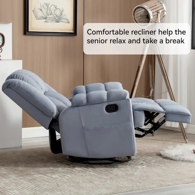Fauteuil inclinable pivotant et basculant à 360° en tissu avec accoudoirs rembourrés et dossier à coussin