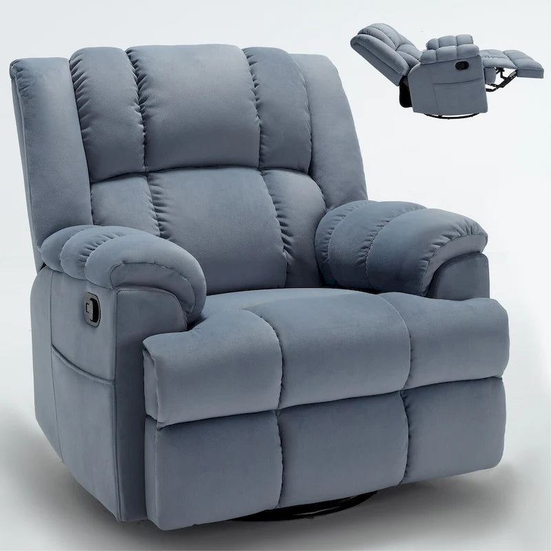Fauteuil inclinable pivotant et basculant à 360° en tissu avec accoudoirs rembourrés et dossier à coussin