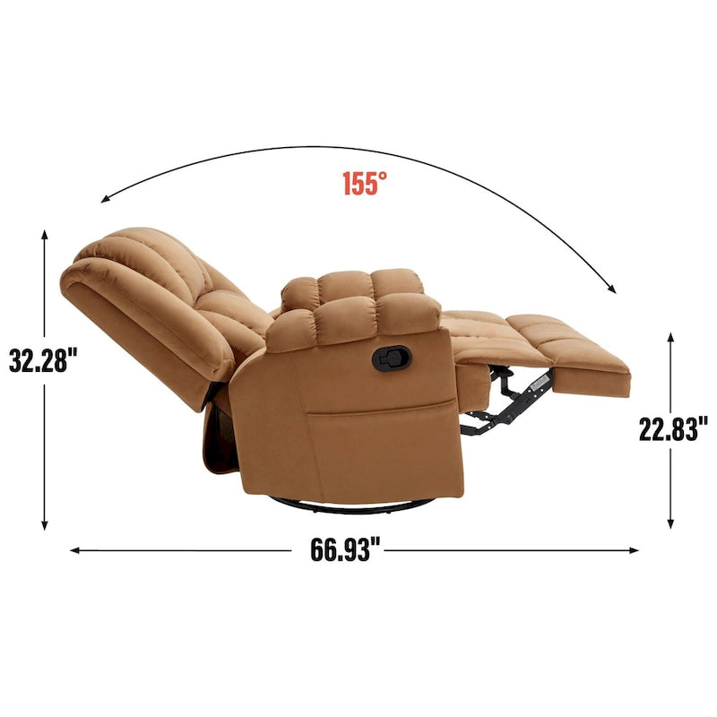 Fauteuil inclinable pivotant et basculant à 360° en tissu avec accoudoirs rembourrés et dossier à coussin