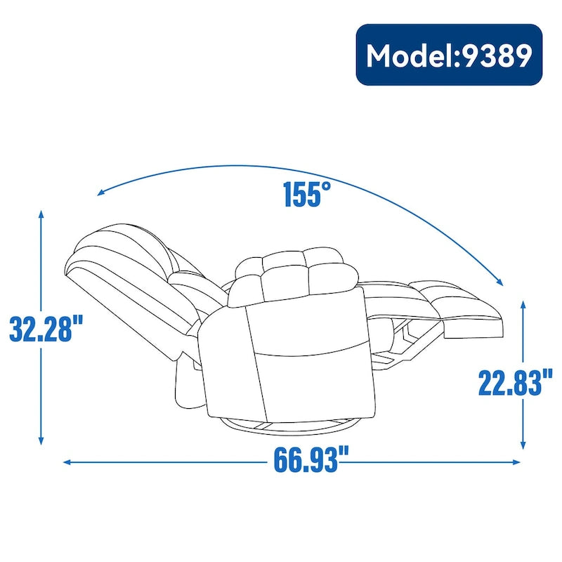 Fauteuil inclinable pivotant et basculant à 360° en tissu avec accoudoirs rembourrés et dossier à coussin