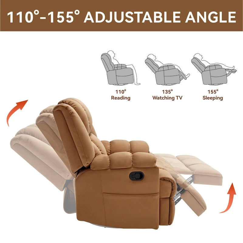 Fauteuil inclinable pivotant et basculant à 360° en tissu avec accoudoirs rembourrés et dossier à coussin