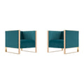 Fauteuil d'appoint en velours Trillium à cadre doré (lot de 2)