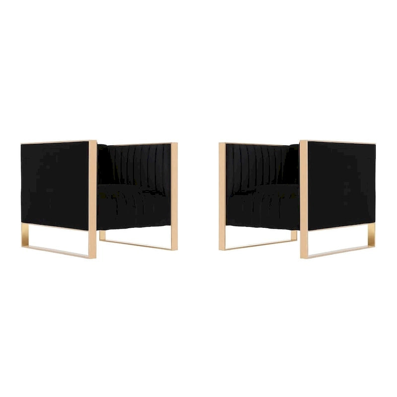 Fauteuil d'appoint en velours Trillium à cadre doré (lot de 2)