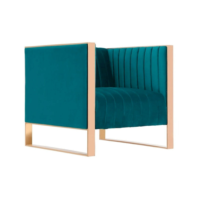 Fauteuil d'appoint en velours Trillium à cadre doré (lot de 2)