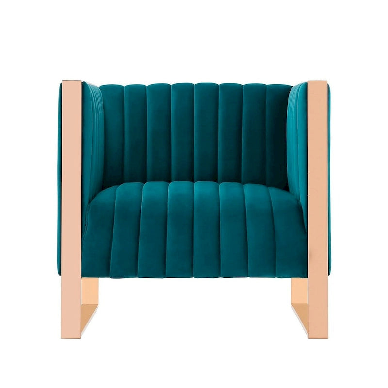 Fauteuil d'appoint en velours Trillium à cadre doré (lot de 2)