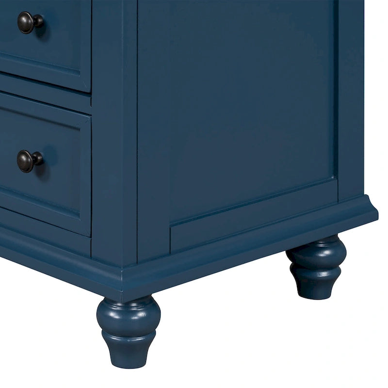 Table de chevet en bois à 3 tiroirs avec tablette coulissante