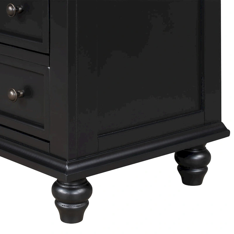 Table de chevet en bois à 3 tiroirs avec tablette coulissante