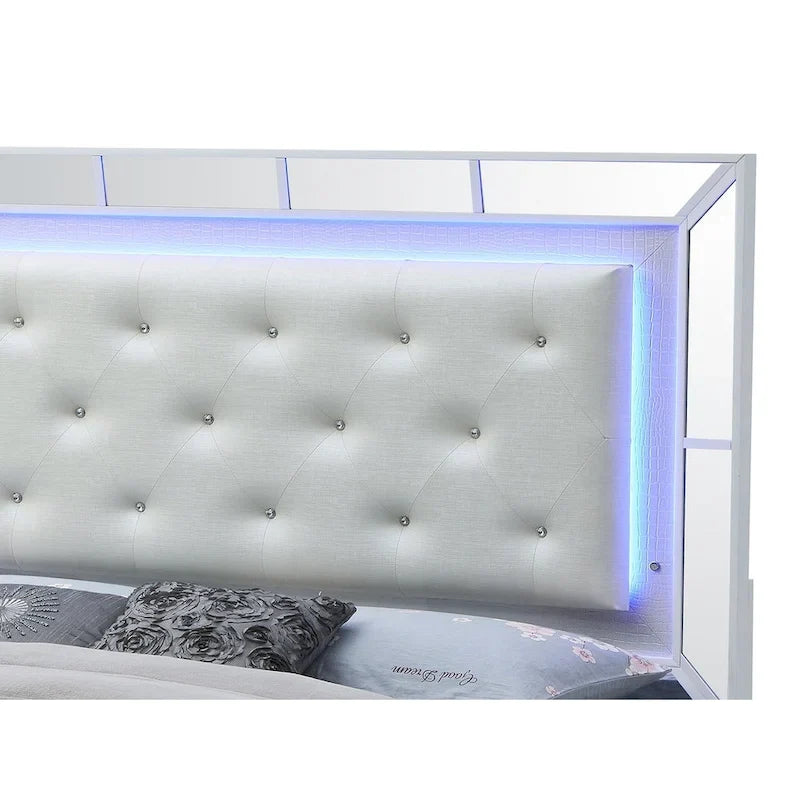 Lit panneau blanc avec finition champagne argenté