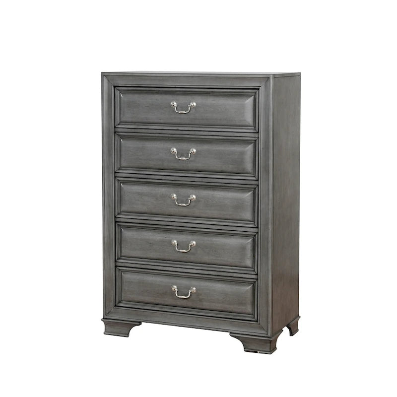 Commode à 5 tiroirs en bois massif de style transitionnel