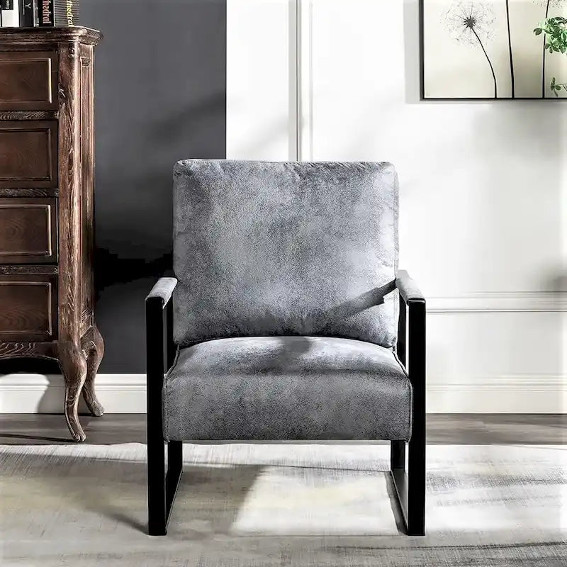 Fauteuil d'appoint rembourré Mid-Century Modern avec accoudoirs en métal