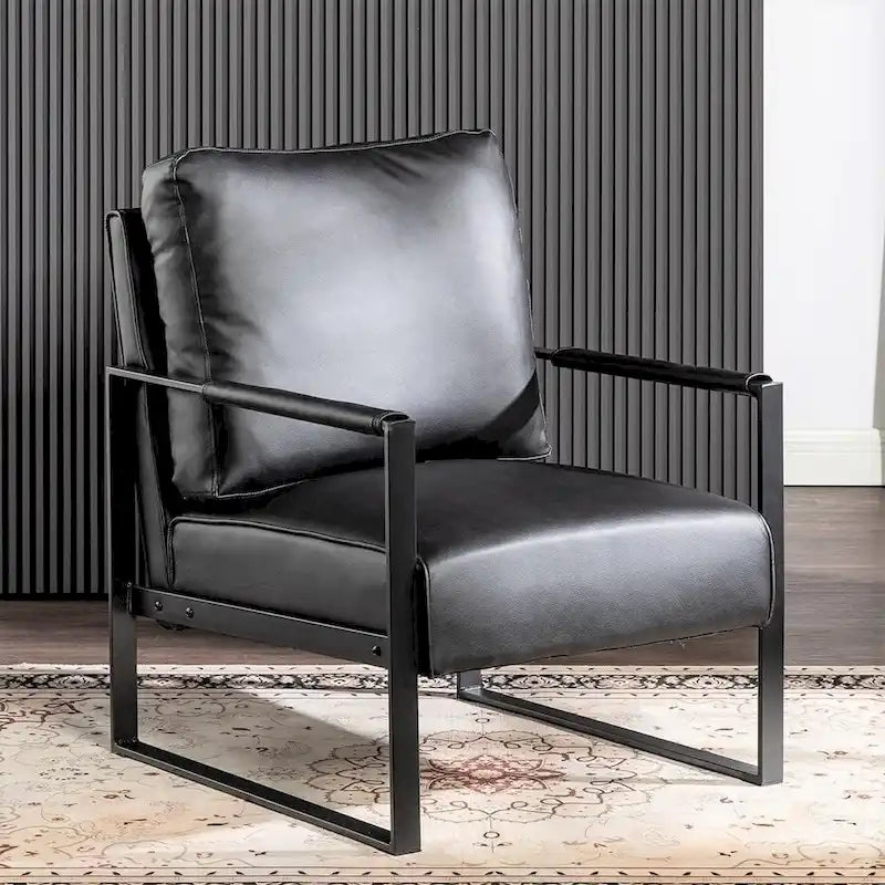 Fauteuil d'appoint rembourré Mid-Century Modern avec accoudoirs en métal