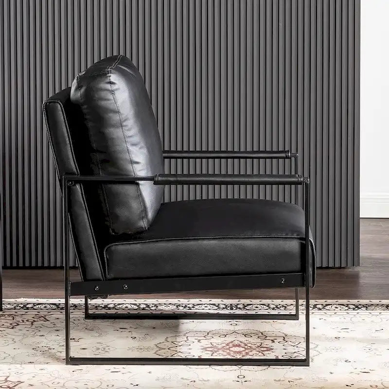 Fauteuil d'appoint rembourré Mid-Century Modern avec accoudoirs en métal