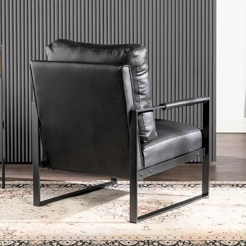 Fauteuil d'appoint rembourré Mid-Century Modern avec accoudoirs en métal