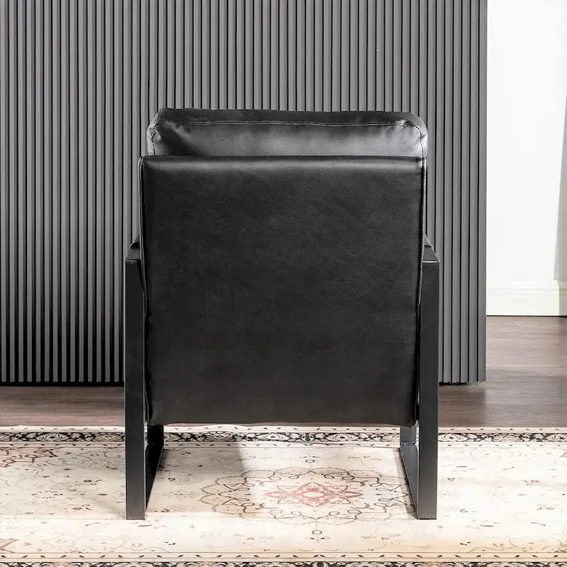 Fauteuil d'appoint rembourré Mid-Century Modern avec accoudoirs en métal