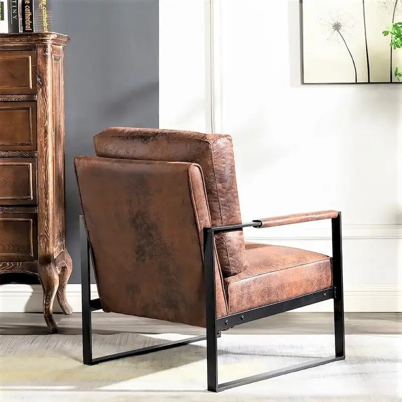 Fauteuil d'appoint rembourré Mid-Century Modern avec accoudoirs en métal