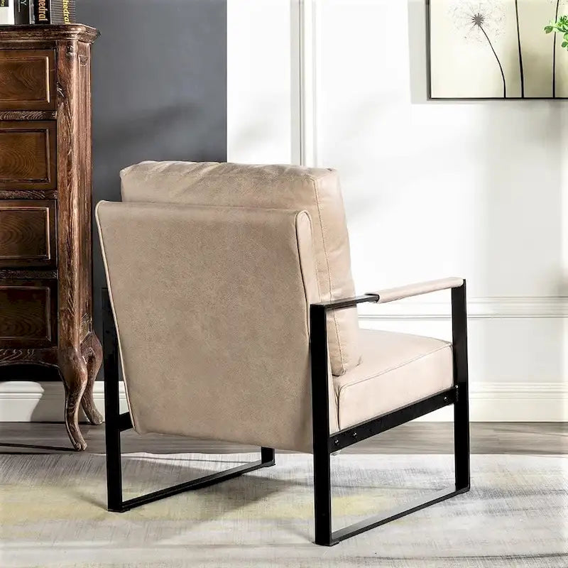 Fauteuil d'appoint rembourré Mid-Century Modern avec accoudoirs en métal