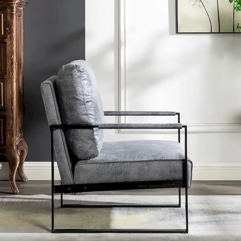 Fauteuil d'appoint rembourré Mid-Century Modern avec accoudoirs en métal