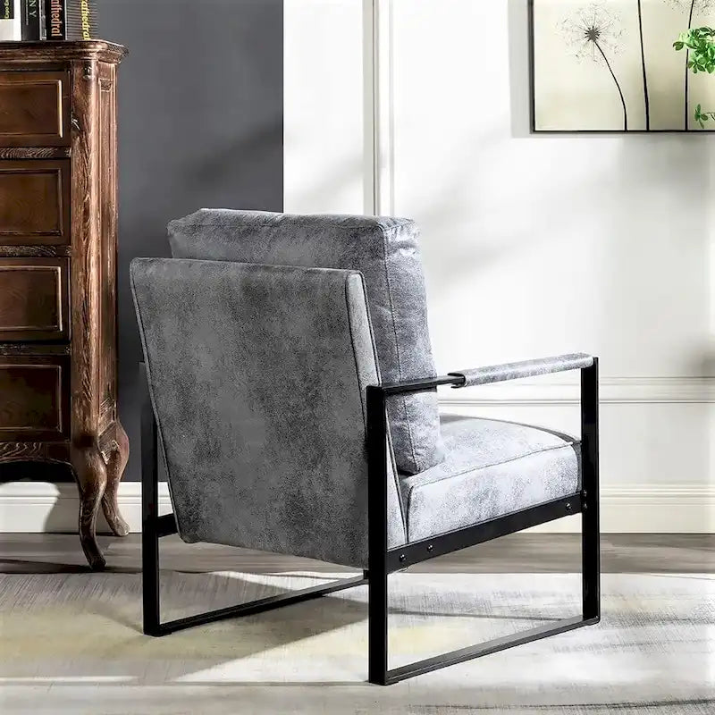 Fauteuil d'appoint rembourré Mid-Century Modern avec accoudoirs en métal