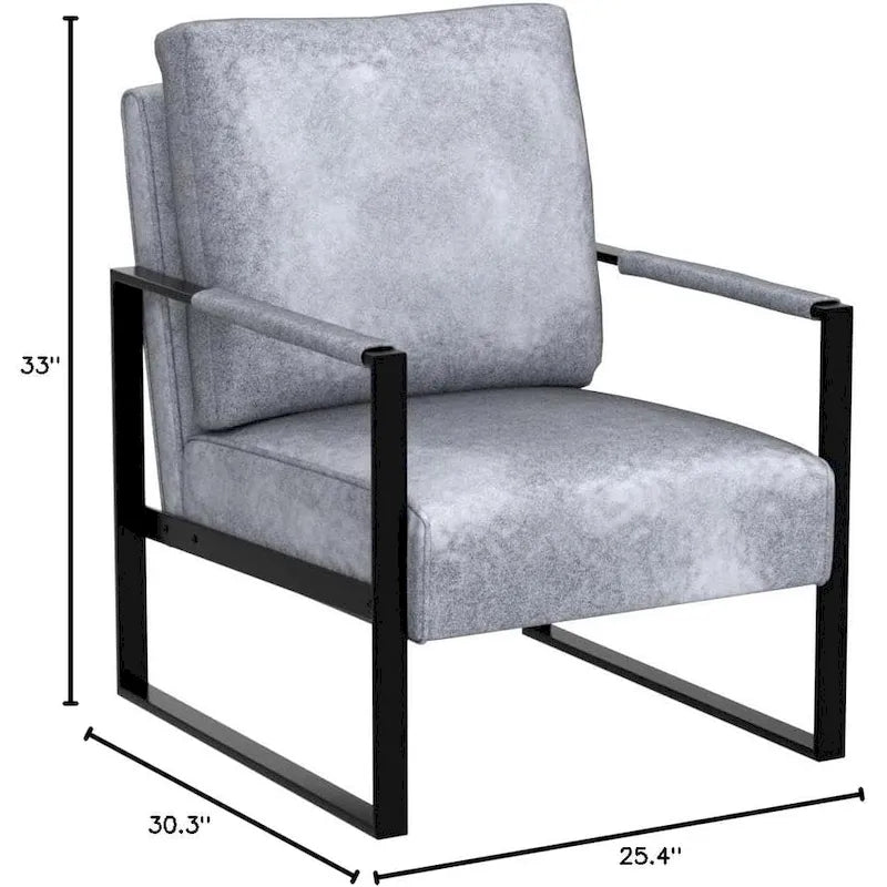 Fauteuil d'appoint rembourré Mid-Century Modern avec accoudoirs en métal