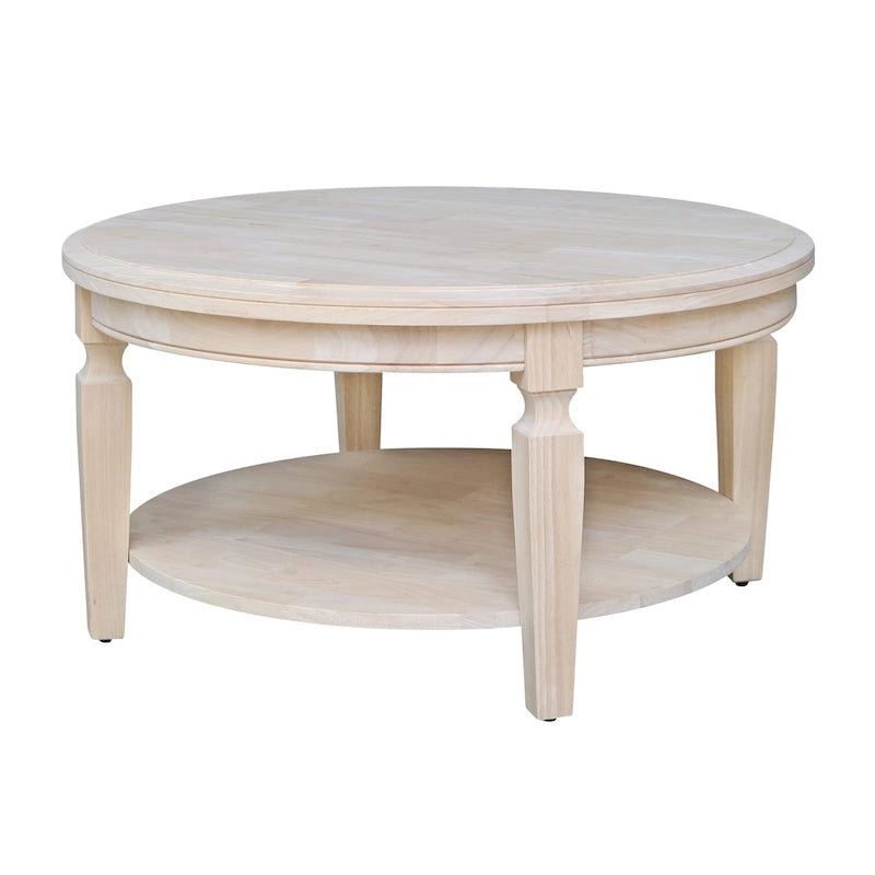 Table basse ronde avec étagère inférieure