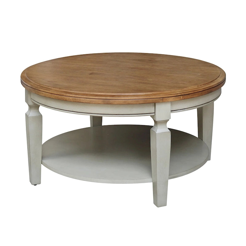 Table basse ronde avec étagère inférieure