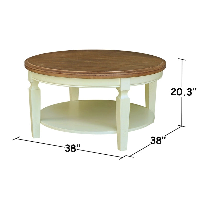 Table basse ronde avec étagère inférieure