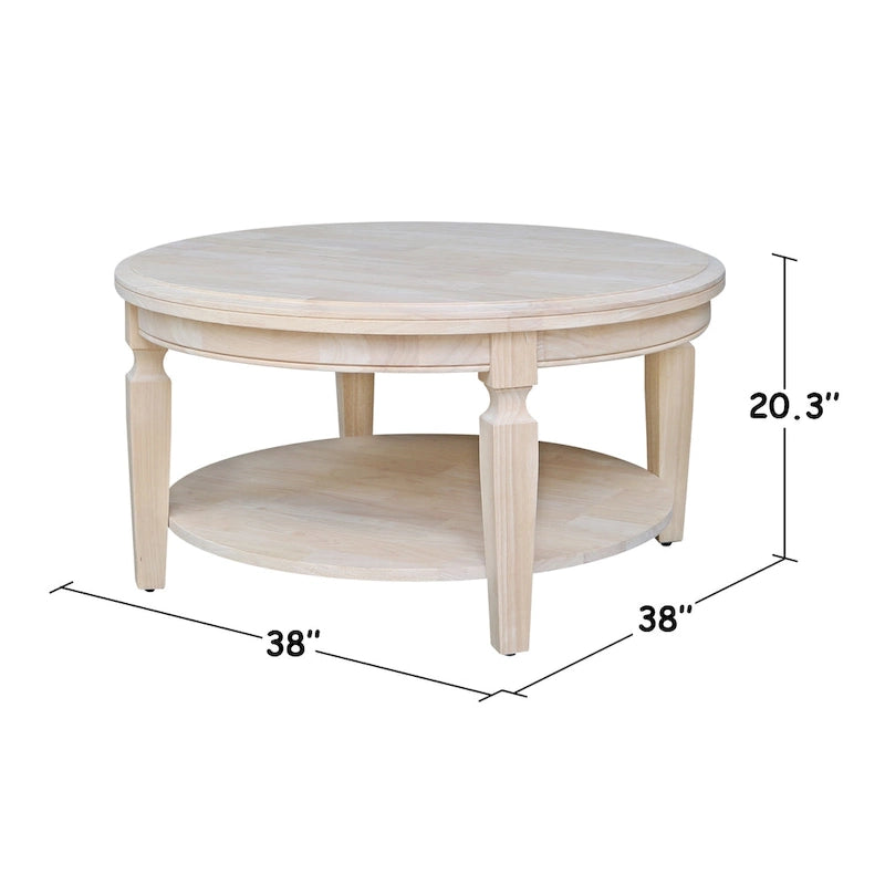 Table basse ronde avec étagère inférieure