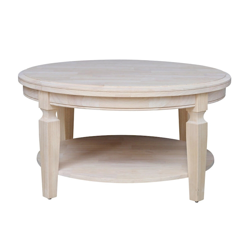 Table basse ronde avec étagère inférieure