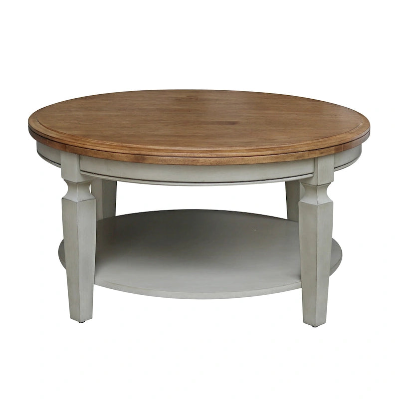 Table basse ronde avec étagère inférieure