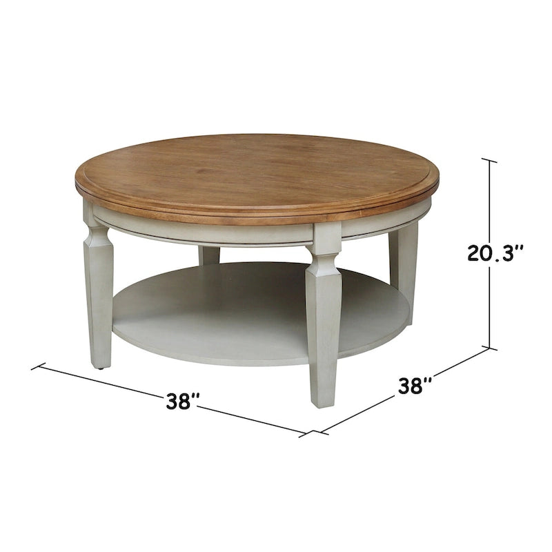 Table basse ronde avec étagère inférieure