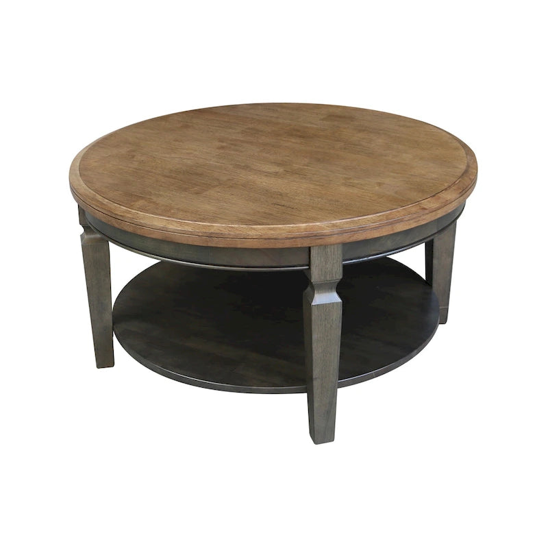 Table basse ronde avec étagère inférieure