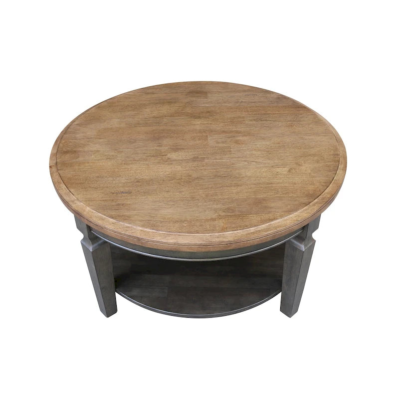 Table basse ronde avec étagère inférieure