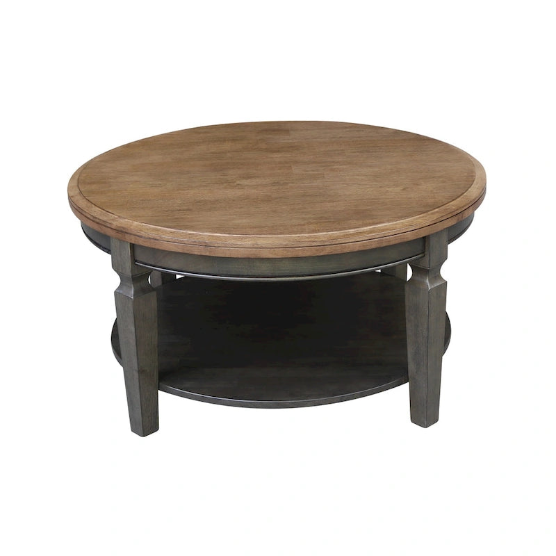 Table basse ronde avec étagère inférieure