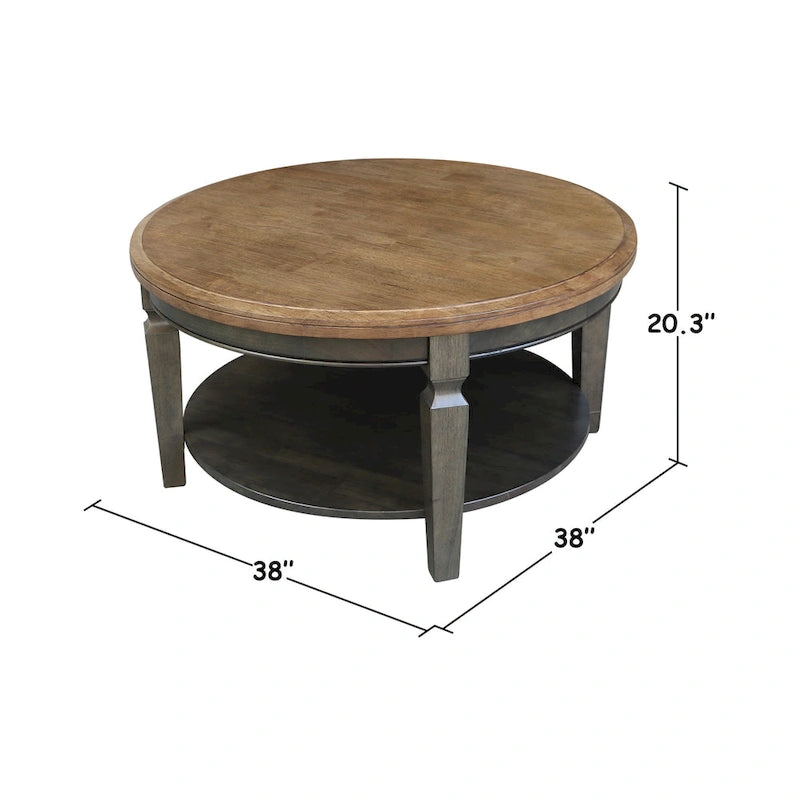 Table basse ronde avec étagère inférieure