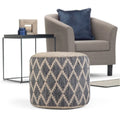 Pouf rond en jute tressé et coton